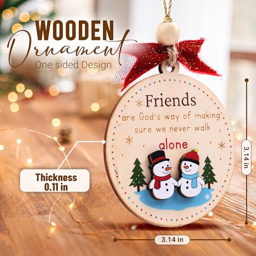 Friend Christmas Ornament – Wooden Friendship Ornament for Women (B75) – 3-Inch Keepsake