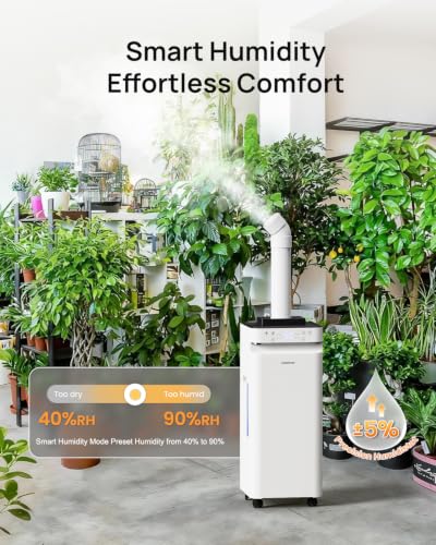 YOKEKON Large Room Humidifier 5.8Gal/22L with Cool Mist & Flame Light - White