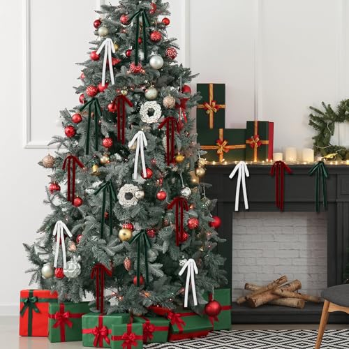 24 Pcs Festive Color Velvet Christmas Tree Bow 5x7 Inches - Holiday Decor