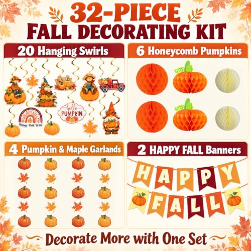 Fall Party Decorations Set for Home Classroom Office - Autumn Harvest Decor