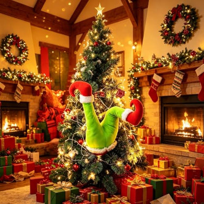 Christmas Elf Body Tree Topper - Green, W10.8xH18 Holiday Decor