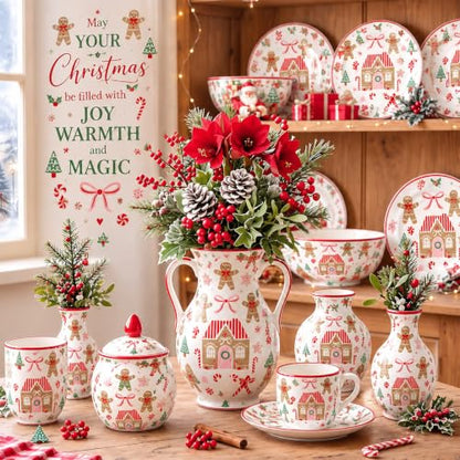Gingerbread Man Christmas Napkins with Gold Foil - 200 Pack for Holiday Decoupage & Parties