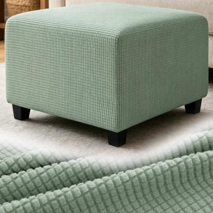 10/26x26 Inch Stretch Ottoman Cover Square Footstool Slipcover Soft Elastic
