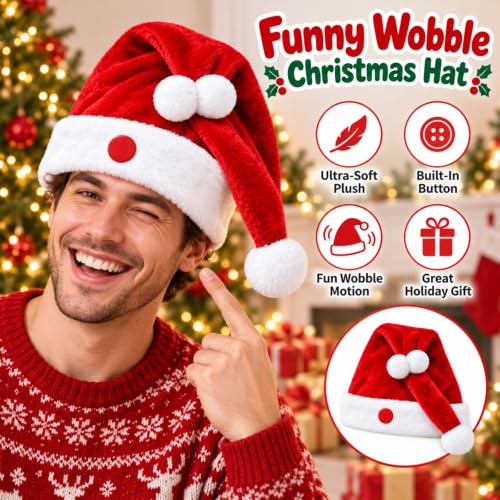 Animated Naughty Santa Hat for Adults - Funny Christmas Party Cap - Red