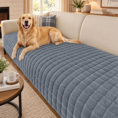 Velvet Couch Cover for Dogs - Non-Slip Sofa Protector 36x71 Grey