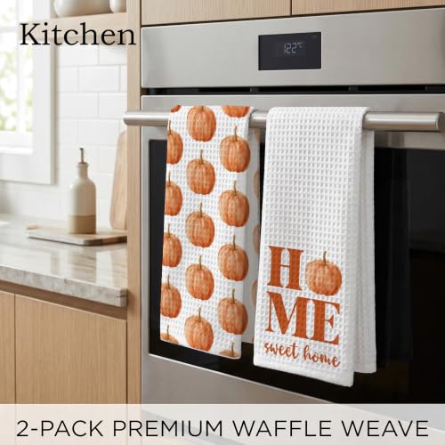 Fall Pumpkin Kitchen Towel Set - Decorative Hand Towels for Autumn Home Decor