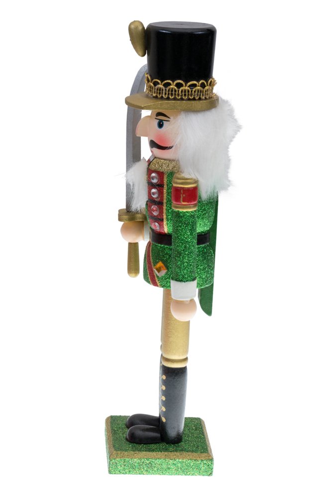 Variation: Green Coat 12 Inch Traditional Wooden Nutcracker – Festive Christmas Décor