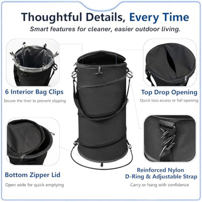 Boat Trash Can with Steel Support, Leak-Resistant Reusable Bag, Fits 10-13 Gal