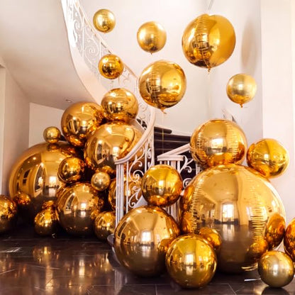 Gold Metallic Party Balloons Set - 24 Assorted Jumbo & Mirror Balloons, Party Decorations