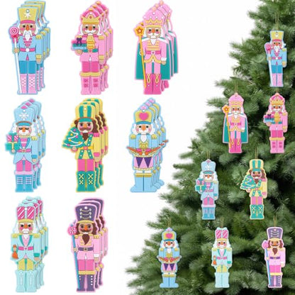Christmas Nutcracker Ornaments Set - Pastel PVC Decorations for Tree & Party