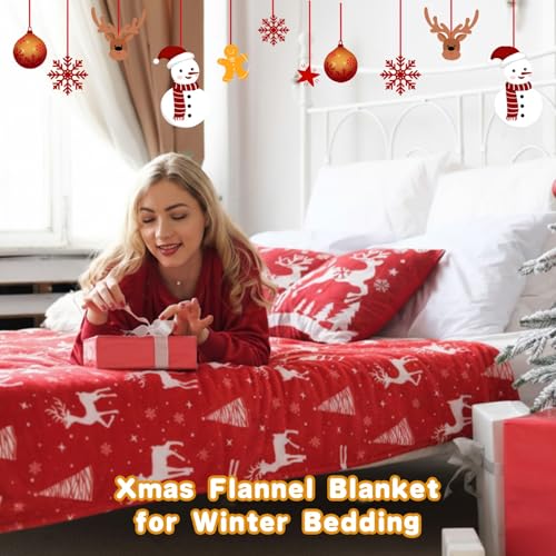 12 Pack Christmas Throw Blankets with Gift Tags - 50 x 60 Inch Holiday Fleece & Flannel