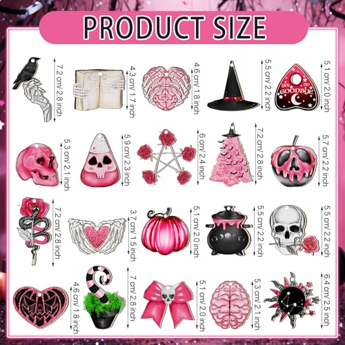 Skeleton Halloween Christmas Tree Ornament - Pink Gothic Decor 40 Pcs