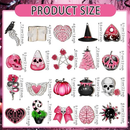 Skeleton Halloween Christmas Tree Ornament - Pink Gothic Decor 40 Pcs