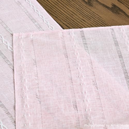 Pink Rustic Cotton Linen Table Runner 13x90 Inch - Artoid Mode