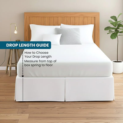 Twin Egyptian Cotton Dust Ruffle Bed Skirt - 14 Inch Drop, Split Corners, White - Variation Twin / 01 White