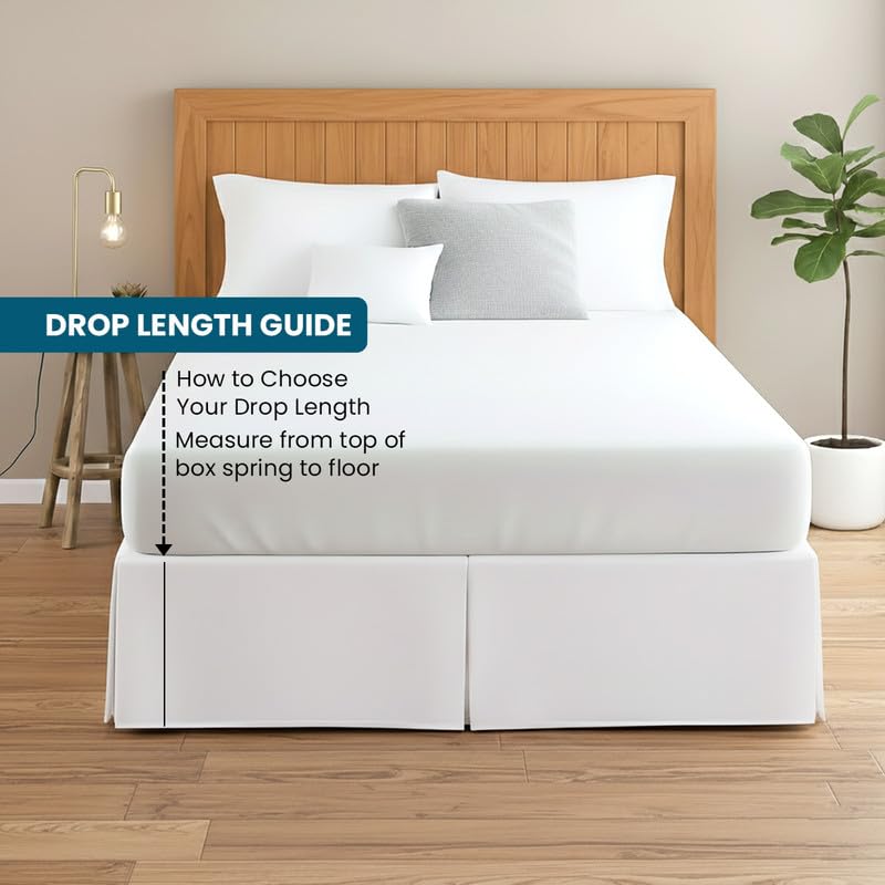 Egyptian Cotton Bed Skirt Full Size 19-Inch Drop Tailored Style Split Corners - White