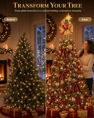 Christmas Tree Topper Cardinal Light Tree Decor 1PC - Memorial & Holiday