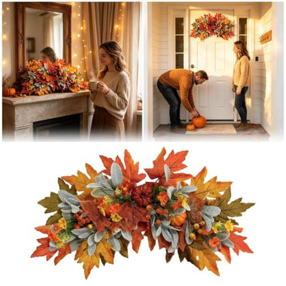 Fall Harvest Teardrop Swag - Arched Autumn Wreath & Basket Decor