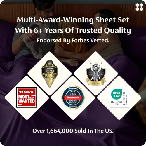 Bedsure King Size Bamboo Rayon Bed Sheets Set - Plum, 100% Breathable & Soft