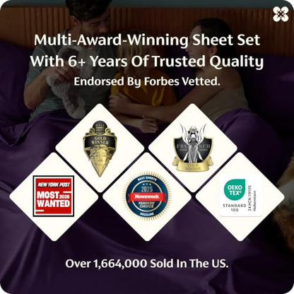 Bedsure King Size Bamboo Rayon Bed Sheets Set - Plum, 100% Breathable & Soft