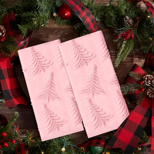 Christmas Themed Cotton Hand Towels Set of 2 - 13x29 Inches for Kitchen & Bathroom Decor