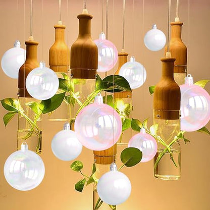 Pink Christmas Iridescent Ornaments Balls - 1.97 Inch, Set of 12