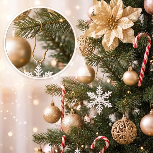 100Pcs Gold Holiday & Halloween Ornament Hooks for Christmas & Party Decor