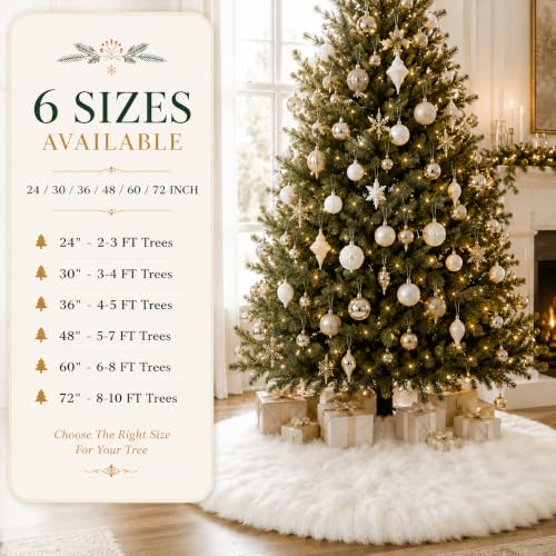 White Faux Fur Christmas Tree Skirt 30 Inch Luxury Plush Holiday Decor