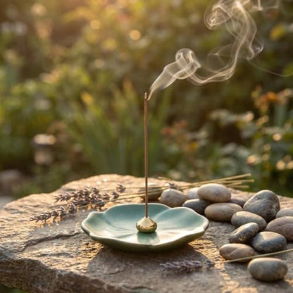 Portable Ceramic Incense Holder with Ash Catcher for Meditation Yoga Travel