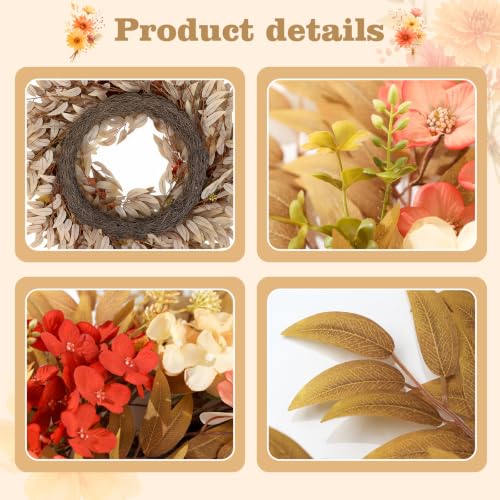 Agusbagli 28-Inch Fall Wreath with Eucalyptus & Hydrangea - Orange
