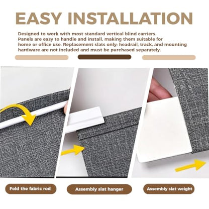 Vertical Blind Replacement Slats Blackout Grey 3.5x82.5 in 25 Pack