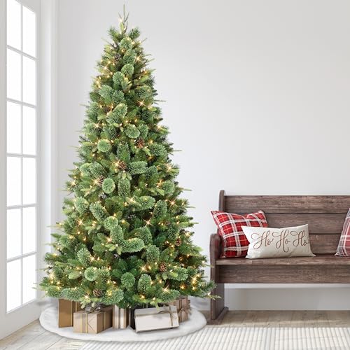 7.5ft Artificial Christmas Tree with 700 Lights - Realistic Pine, Flame-Retardant, Easy Assembly