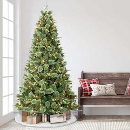 7.5ft Artificial Christmas Tree with 700 Lights - Realistic Pine, Flame-Retardant, Easy Assembly