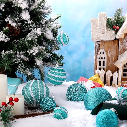 Turquoise Christmas Ball Ornaments Set - 32 Pcs Multi-Size Holiday Decorations