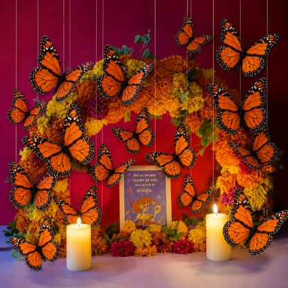 Monarch Butterfly Hanging Decorations Set - Day of the Dead Dia De Los Muertos Decor