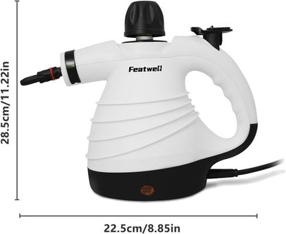 Featwell Handheld Steam Cleaner, Pressurized Portable Multi-Surface Steam Cleaner with 12 pcs Accessories, Multi-Purpose Portable Steamer for Cleaning Dirt, Grease, Tile, Floor, Couch, Car