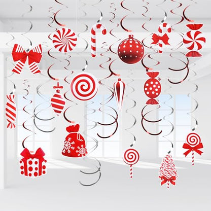 Christmas Candy Cane Hanging Decorations Set - 30 Pcs Holiday Home Ornaments