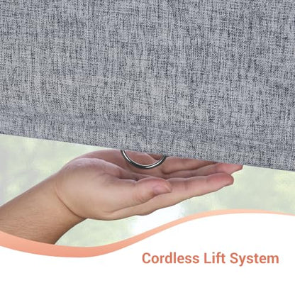 Blackout Linen Roman Shade 42x48 Inches Light Grey Cordless Window Blind