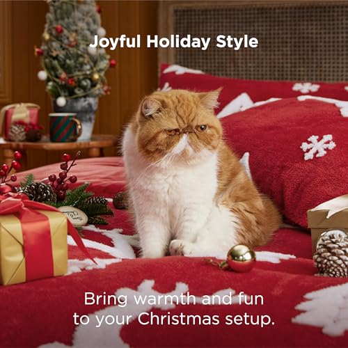 Bedsure King Christmas Bedding Set with Red Fluffy Comforter & Pillows - Holiday Decor