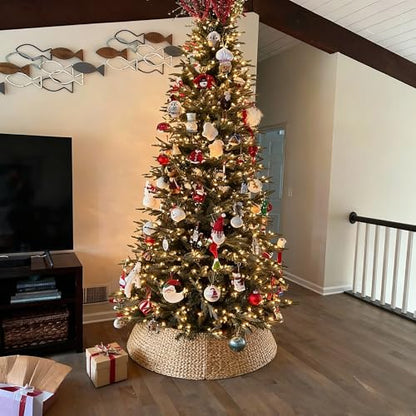 28 Inch Seagrass Christmas Tree Collar - Natural Farmhouse Holiday Decor