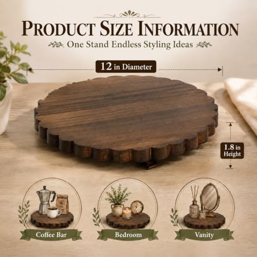 12-Inch Farmhouse Wooden Riser for Kitchen Counter Decor and Display