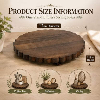 12-Inch Farmhouse Wooden Riser for Kitchen Counter Decor and Display