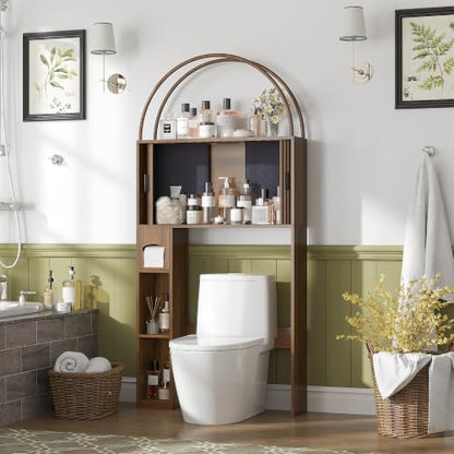 Walnut Over The Toilet Storage Cabinet - 66.9" Bathroom Organizer