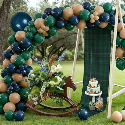 2 Pack Christmas Table Runner - Green and Blue Tartan Linen, 70.87 x 12.99 Inches