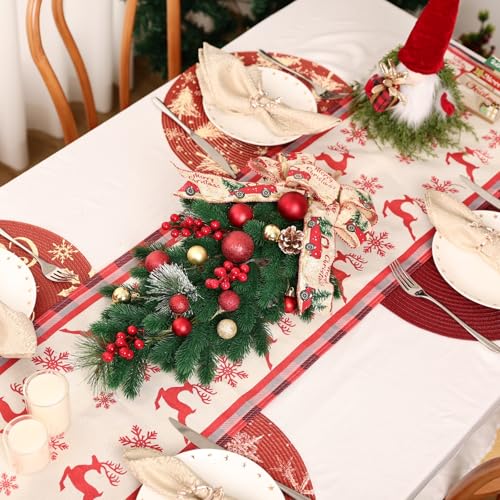 Artificial Christmas Swags 24 Inch 2 Pack Teardrop Holiday Decor with Berries Pinecones & Greens - Multi Color