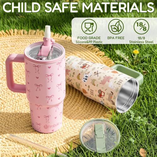 Toddler Insulated Sippy Cup with Handle & Straw - Dinosaur & Monster Trucks 20oz 2 Pack