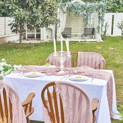 Dusty Pink Cheesecloth Table Runner 10ft Pack for Fall Birthday Party Home Decor