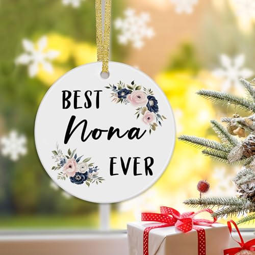 Nona Christmas Ceramic Ornament - Grandma Gifts, Hanging Decor, Holiday Keepsake - Variations of Nona