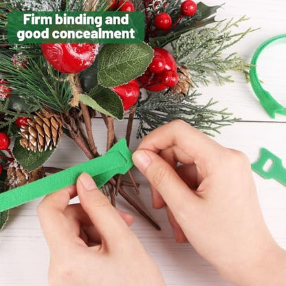 100PCS Christmas Garland Ties - Adjustable Nylon Hook & Loop Straps for Holiday Decorations