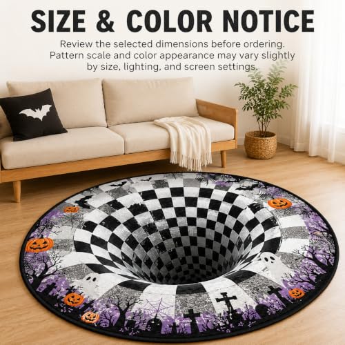 Skeleton 3D Halloween Rug Optical Illusion Floor Decor 47.2in - Style A